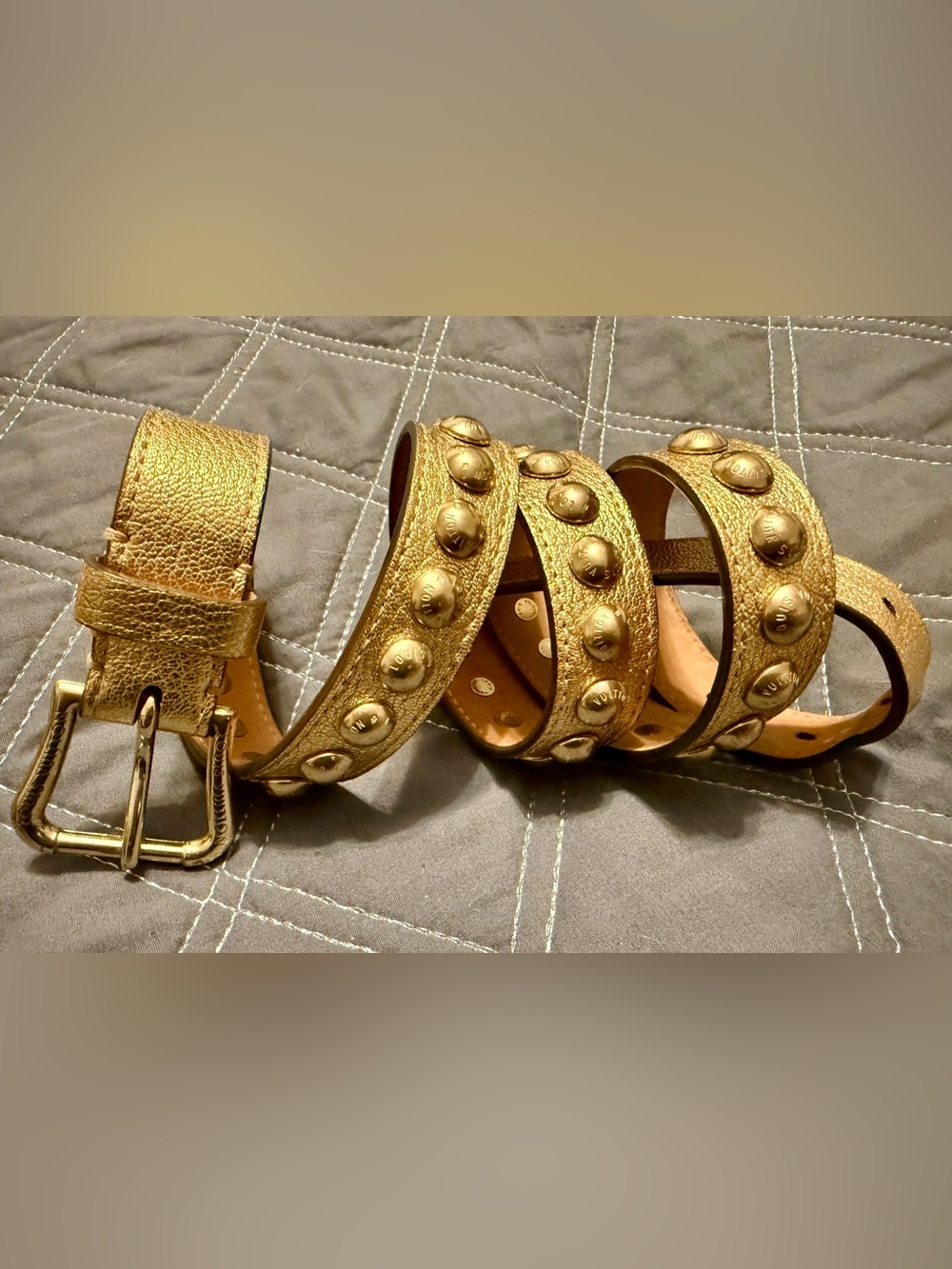 Louis Vuitton Gold Belt, Very Limited, Vintage Suhali Style 32”-36”